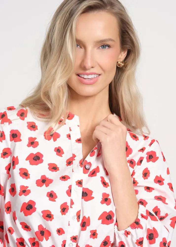 Drop Shoulder Balloon Sleeve Blouse - Blouses