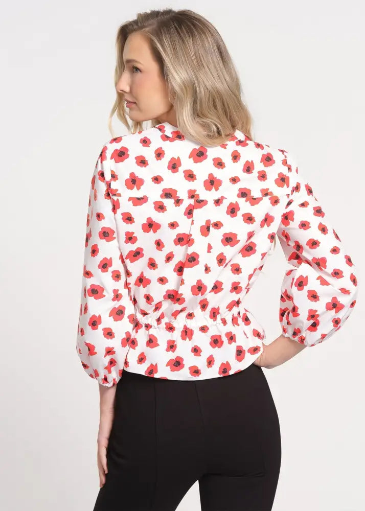 Drop Shoulder Balloon Sleeve Blouse - Blouses