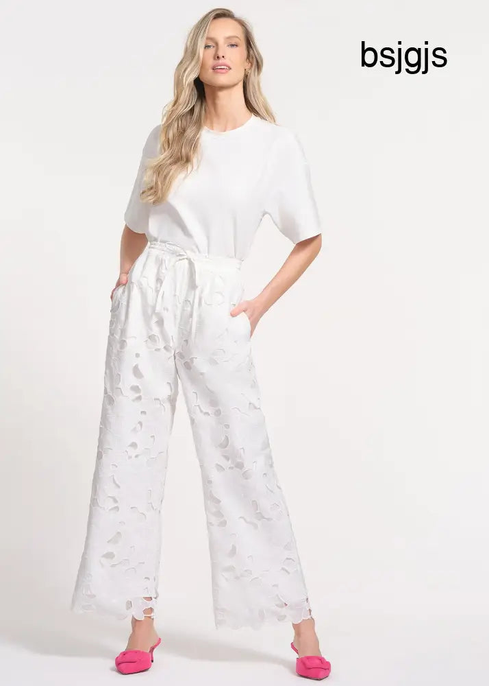 Eyelet Pull-On Pant - WHITE / XS - Trousers