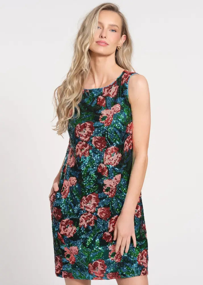 Floral Sequin Mini length Dress - Dresses