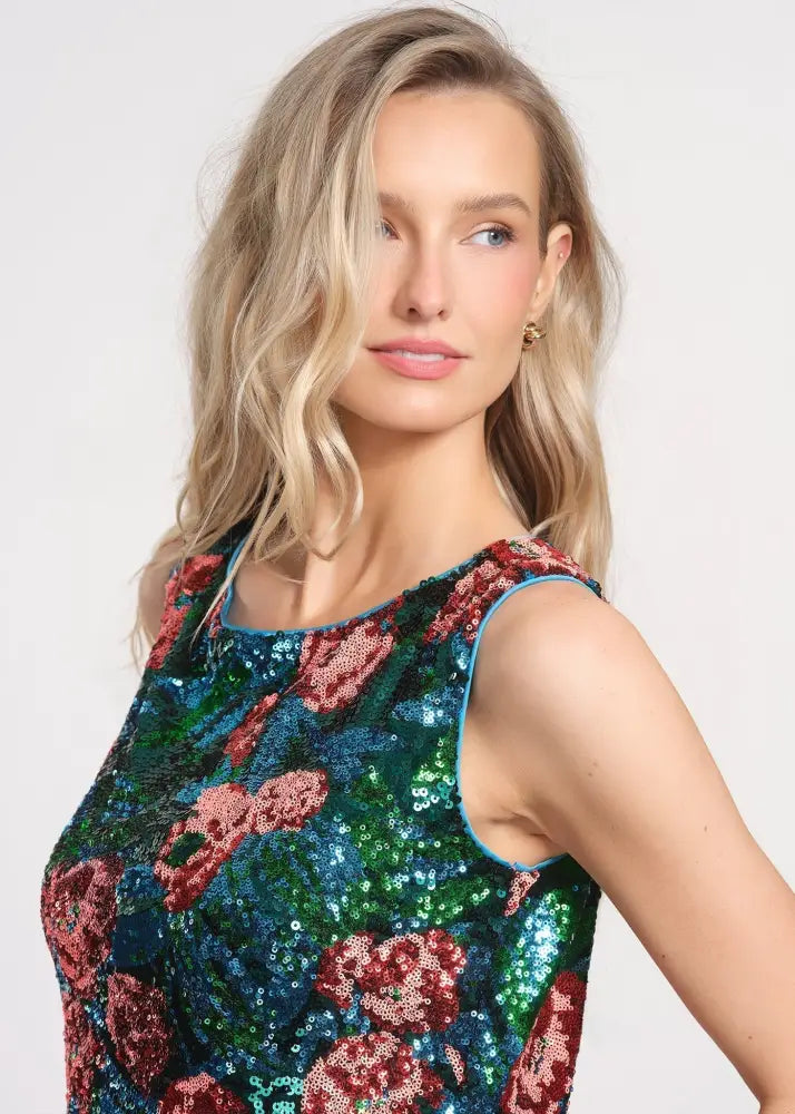 Floral Sequin Mini length Dress - Dresses