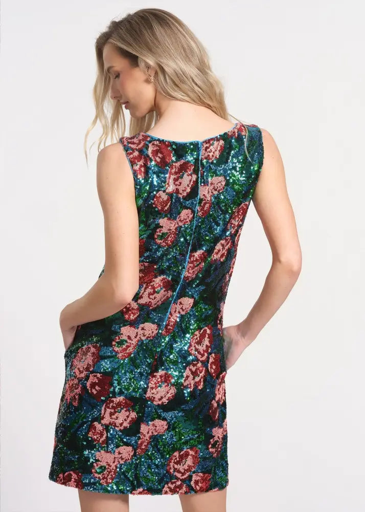 Floral Sequin Mini length Dress - Dresses