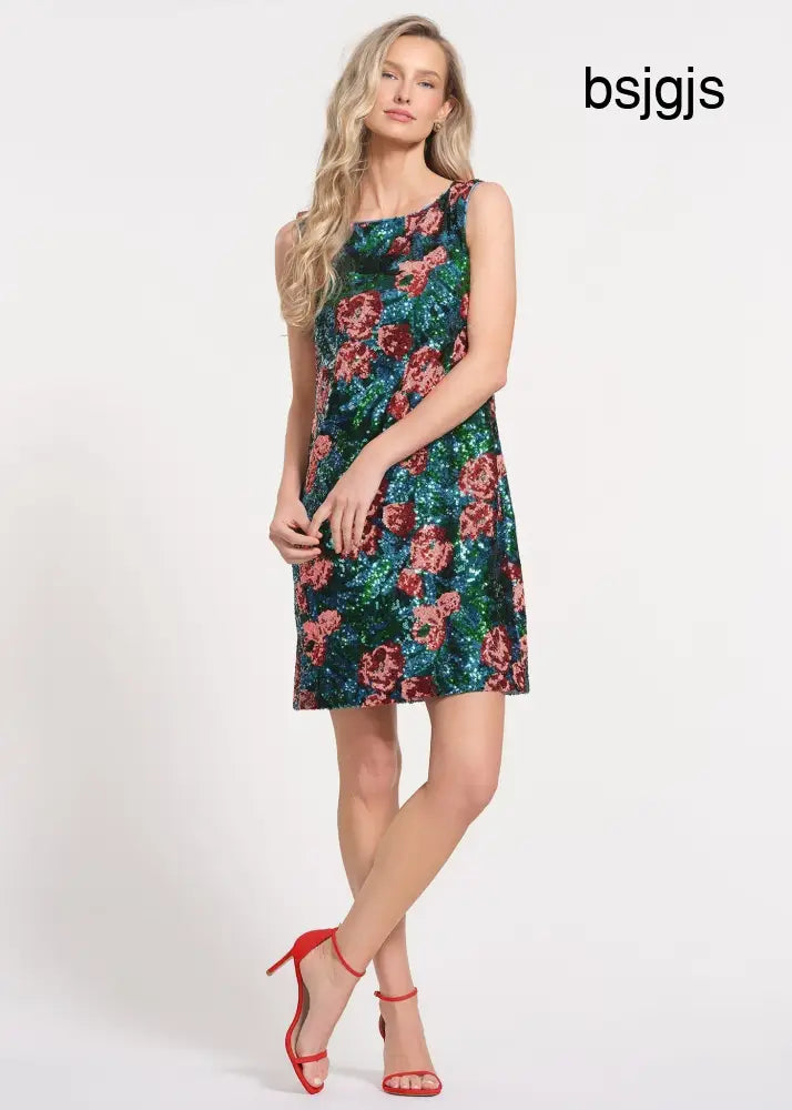 Floral Sequin Mini length Dress - GREEN MULTI / 2 - Dresses