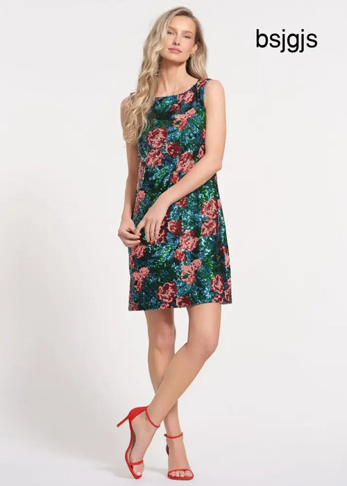 Floral Sequin Mini length Dress - GREEN MULTI / 2 - Dresses