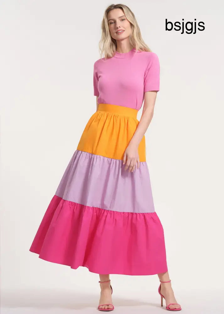 Flowy Tiered Midi Skirt - Clothing