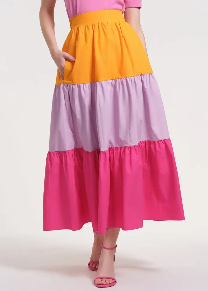 Flowy Tiered Midi Skirt - Clothing