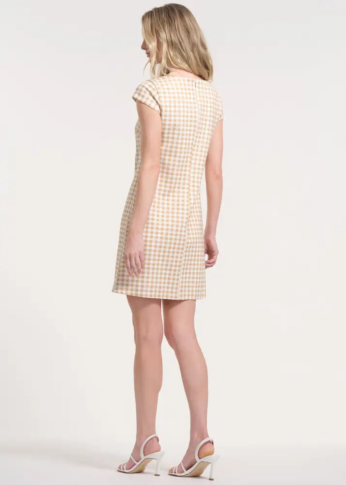 Gingham Cap Sleeve Mini Dress - Clothing