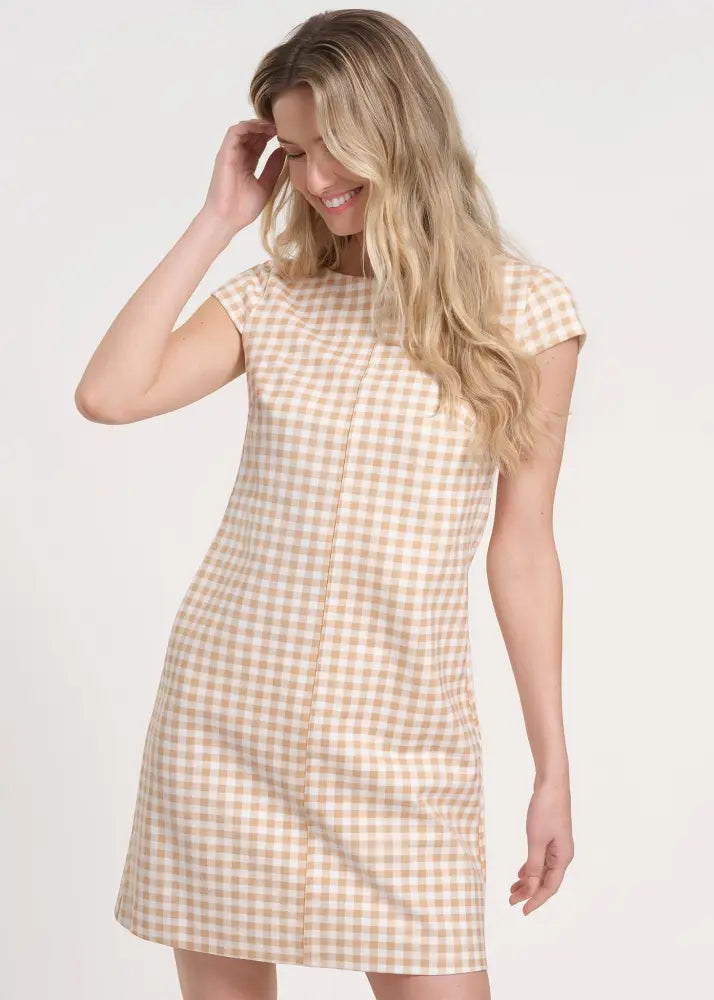 Gingham Cap Sleeve Mini Dress - Clothing