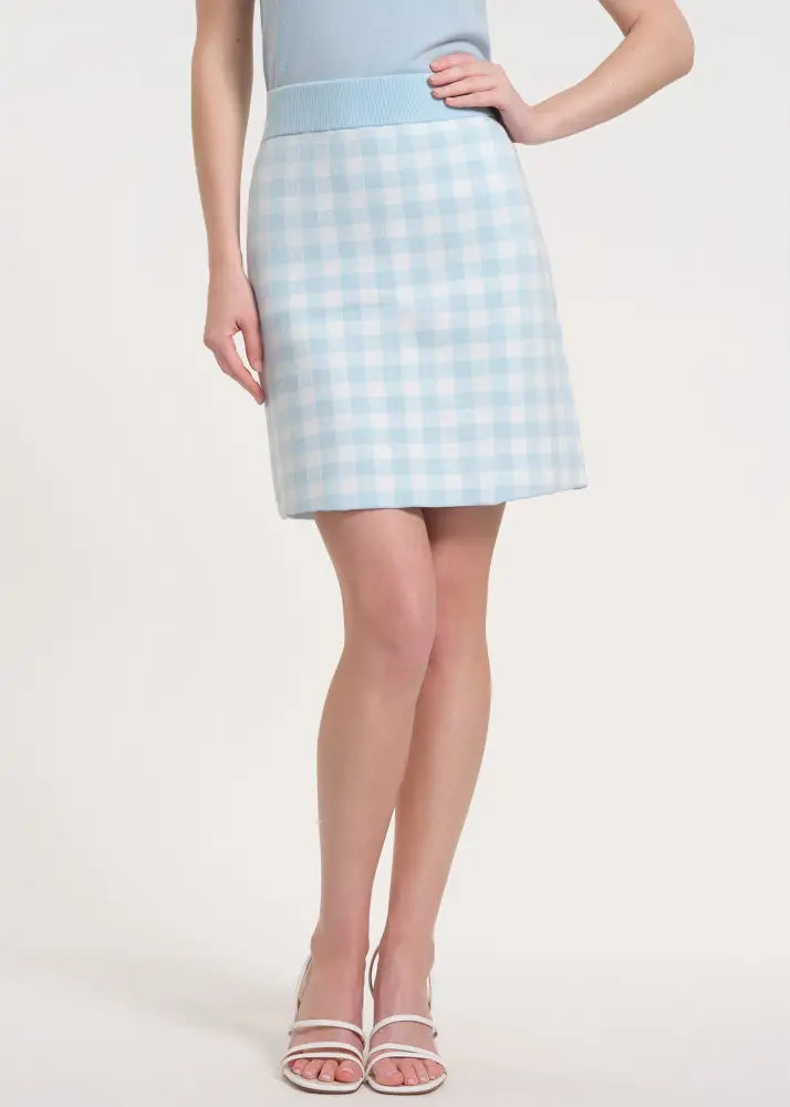 Gingham Pattern Knit Skirt