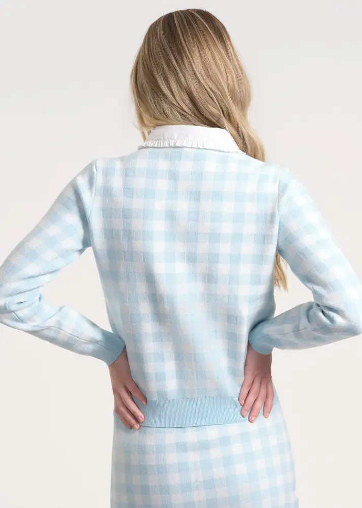 Gingham Patterned Button-Up Cardigan