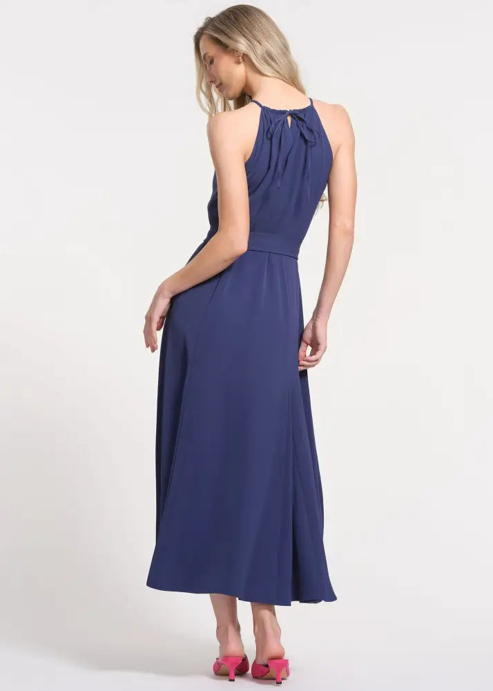 Halter Neckline Neck Tiered Construction Maxi Length Dress - Dresses