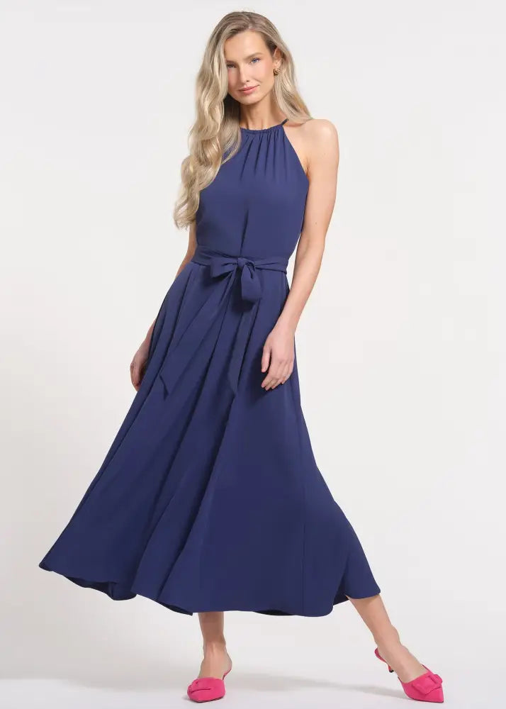 Halter Neckline Neck Tiered Construction Maxi Length Dress - Dresses