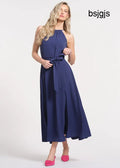 Halter Neckline Neck Tiered Construction Maxi Length Dress - NAVY / 2 - Dresses