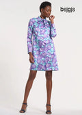 Long Sleeve Tie Neck Mini Dress - Petal Pusher - Lilac / XS - Clothing