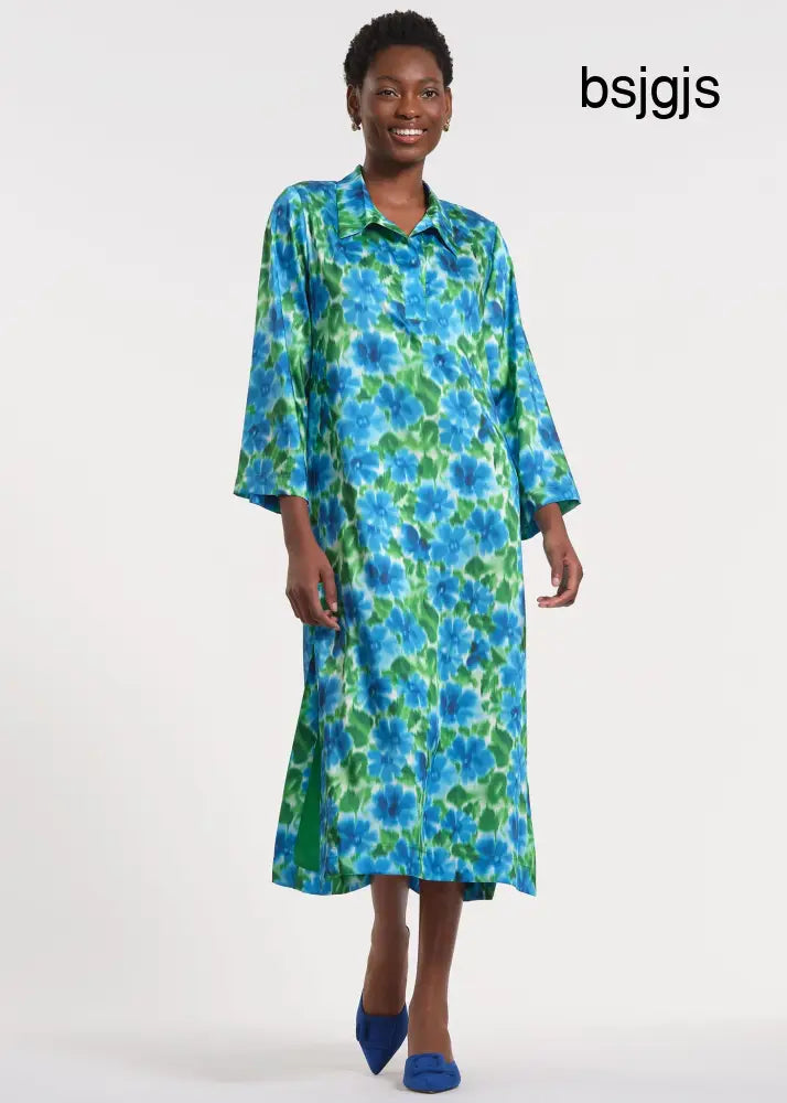 Maxi Collared Tunic Dress - Petal Pusher - Green / XS - Clothing