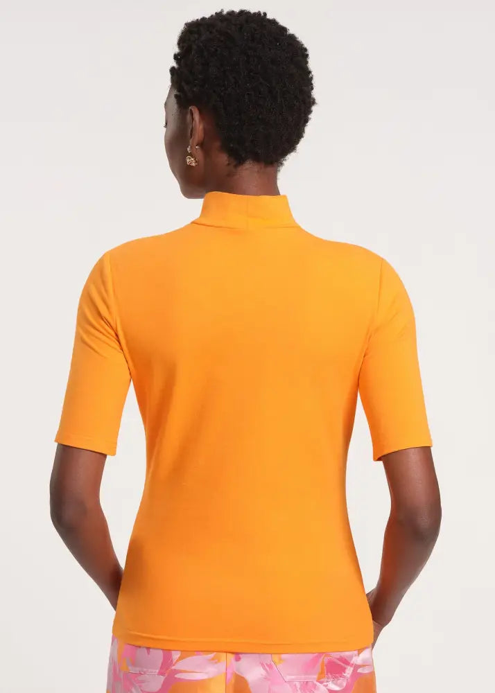 Mock Neck Short Sleeve Top - Clothing