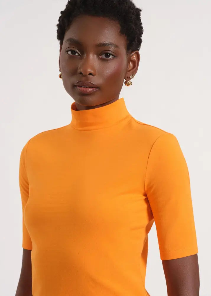 Mock Neck Short Sleeve Top - Clothing