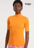 Mock Neck Short Sleeve Top - Marigold / XS - Clothing