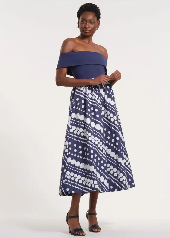 Off-The-Shoulder Midi-Length Dress - Clothing