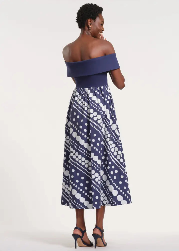 Off-The-Shoulder Midi-Length Dress - Clothing