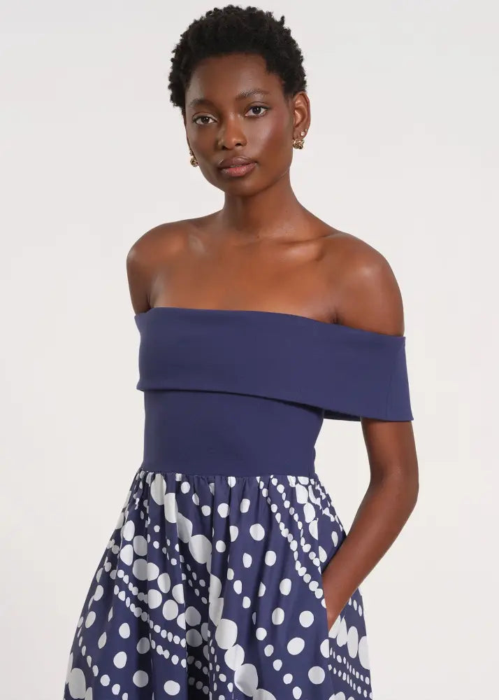 Off-The-Shoulder Midi-Length Dress - Clothing