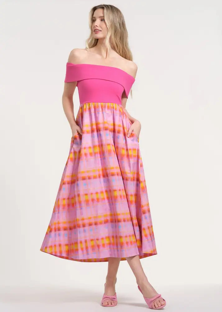 Off The Shoulder Midi-Length Dress - Clothing