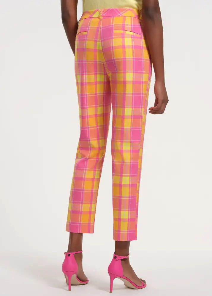Plaid Slim Leg Trousers