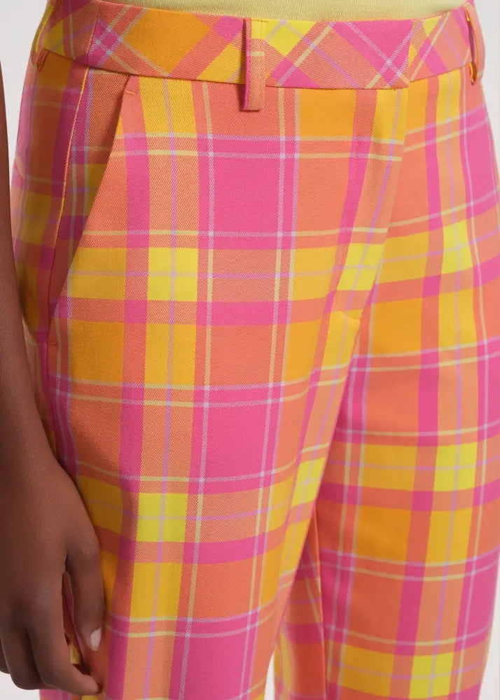 Plaid Slim Leg Trousers
