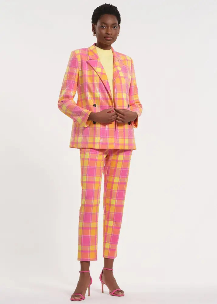 Plaid Slim Leg Trousers
