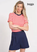 Pleated Linen Shorts - NAVY / 2 - Short Trousers
