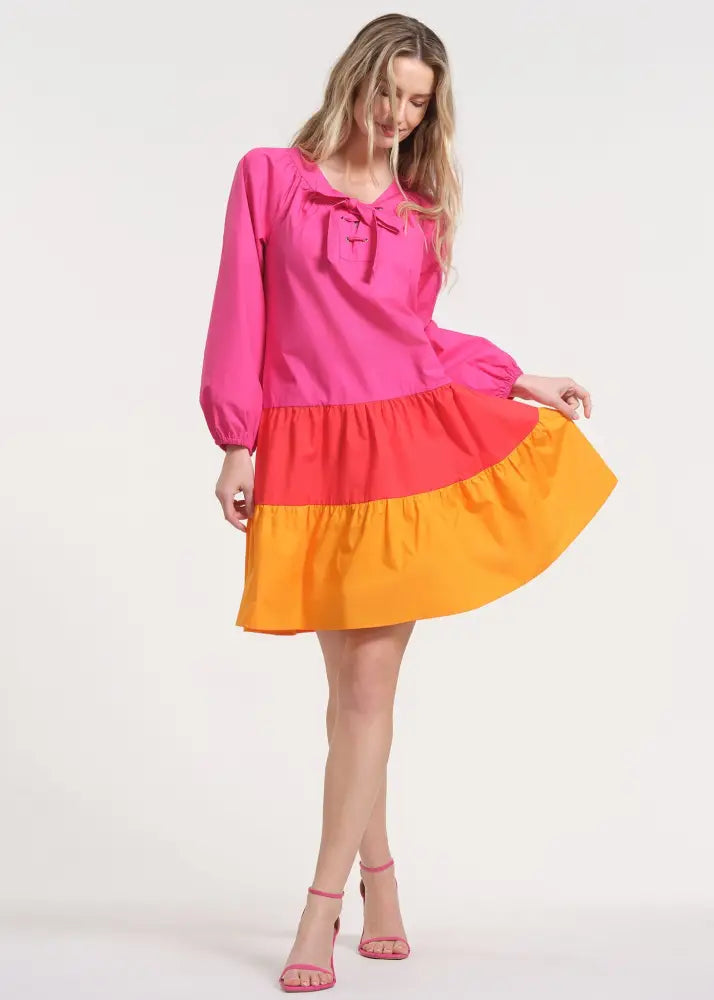 Raglan Dress with Balloon Sleeves - Clothing