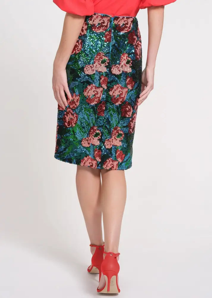Sequin Floral Midi length Skirt - Skirts