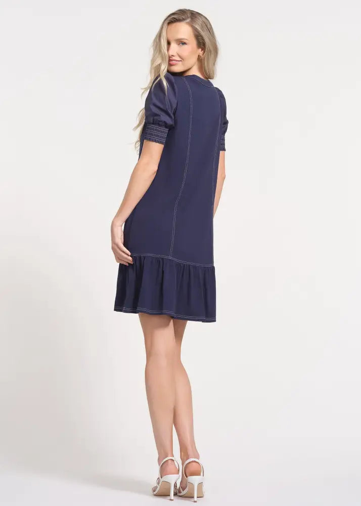 Short Sleeve Drop Waist Dress - Dresses