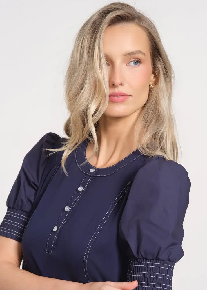 Short Sleeve Drop Waist Dress - Dresses