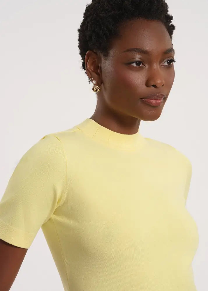 Short Sleeve Mock Neck Sweater